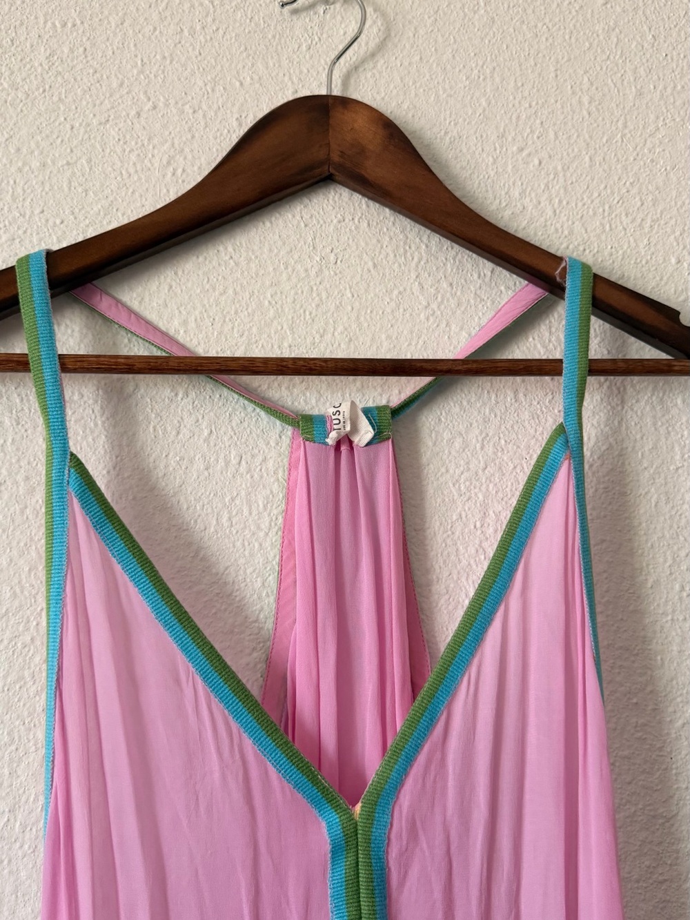 Pitusa Pink Maxi Dress with Teal-Green Trim - Picture 3 of 10